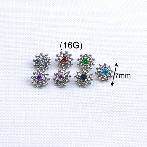 Titanium Pentagonal Star Zircon Protein Stone Ear Studs, Nose Studs and Lip Studs – Fashion Body Piercing Jewellery-- P081