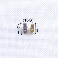 Ear Piercing Jewelry 16G Three 1mm zircon Titanium 16G Internally Threaded Parts Implantation level Piercing Jewelry-P111