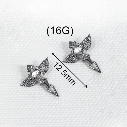 Angel Wings Sword White and Blue Crystal Sword Pendant Necklaces for Men Titanium ASTM-F136 titanium Cool Masculine Trendy Internally thread--P511