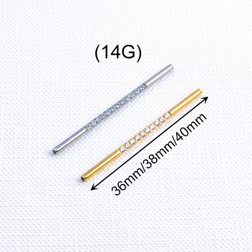 ASTM F136 Titanium Piercing Jewelry Zircon Stone Jewelry Length: 36mm 38mm 40mm 14G Helix Piercing Jewelry P071