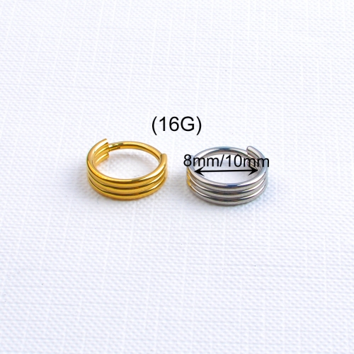 ASTM F136 Titanium Triple Stack Hinged Segment Rings Septum Clicker Tragus Helix Conch Cartilage Nose Piercing Jewelry -W48