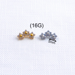 ASTM F136 Titanium internal thread labret fine jewelry flower shape lip rings Helix piercing wholesale piercing jewelry-P225