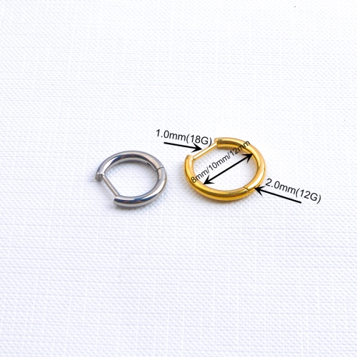 ASTM F136 Titanium Alloy D-Shaped Seamless Ring Earrings Aftercare Straight Pin Loop Cartilage Piercing Jewelry--W228