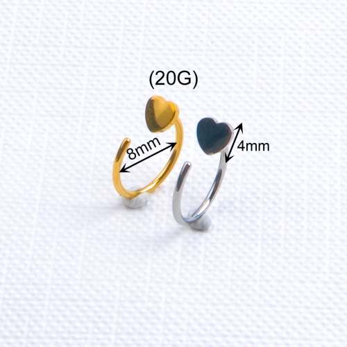 ASTM-F136 titanium Silver Love style Earrings Jewelry Non Pierced Clip on Cartilage Single Huggie Ear Cuff Women Men--W243