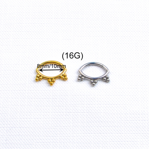 ASTM F136 Titanium Clustered Ball Segment Hinged Piercing Septum Nose Ring Ear Piercing Jewelry--W176