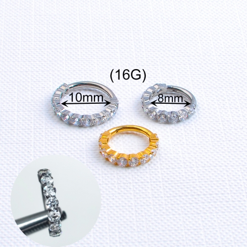 Medical Grade ASTM-F136 Titanium Side Round CZ Irregular Ring Clicker Ring Helix Tragus Body Jewelry--W248
