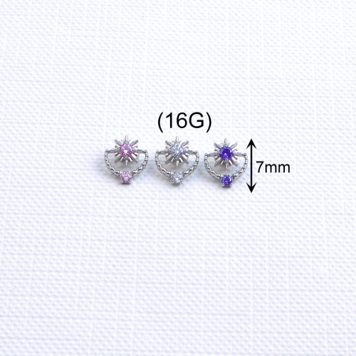 Wholesale Hypoallergenic ASTM F136 Titanium Zircon Silver Plated Cute Wedding Engagement Party Labret Sun Moon Body Jewelry Gift--P633