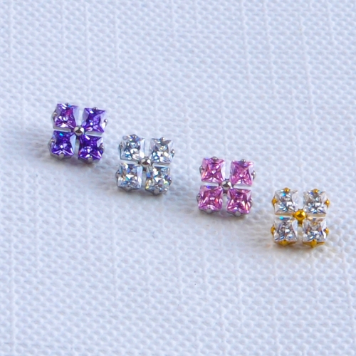 New F136 Titanium Valentine's Day Wedding Party Gift Trendy Ear Cartilage Piercing Jewelry Silver Pink Green Heart Shell--P640