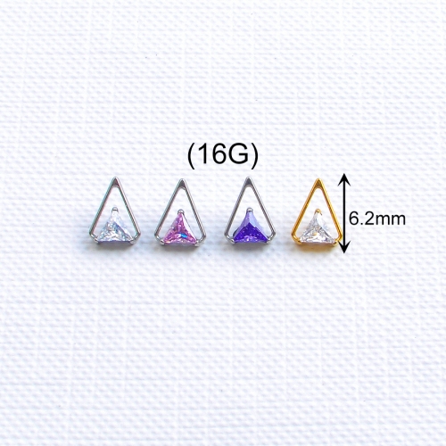 Titanium ASTM F136 Cartilage Triangular Star Belt Zirconium Helix Earrings Internally Threaded Top Ear Stud Labret --P634