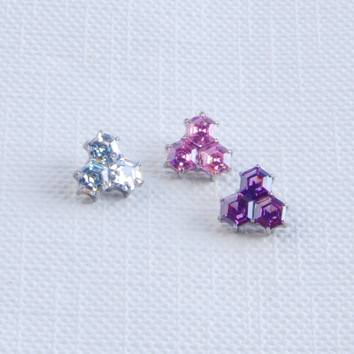 Hypoallergenic Women's Earrings Trendy Gold & F136 titanium Heart Shaped Gemstone Studs Main Stone Zircon--P636