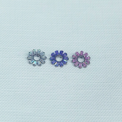 F136 Titanium Trapezoid Zirconia Snowflake Piercing Stud Internal Thread Lip Barbell--P639