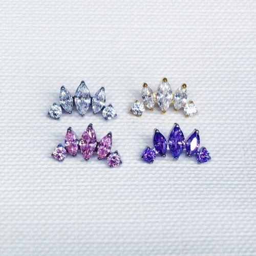 Titanium Tragus Stud Eyestones with Marquise Zircon Curved Barbell Ear Piercing Jewelry F136 Lip Rings Wholesale--P646