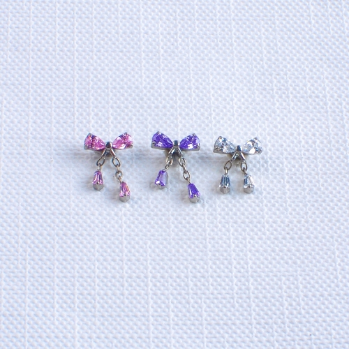 Wholesale ASTM F136 Titanium Butterfly Shape Hinged Earring CZ Inlay Hinged Clicker Nose Nostril Ring Women Piercing Jewelry--P656