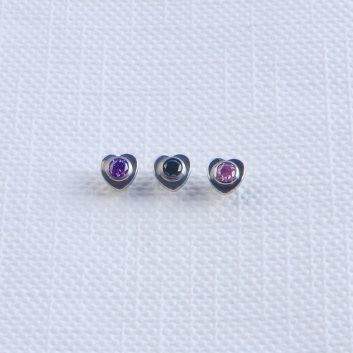 ASTM F136 Titanium Lover With Different CZ Center M0.9 Internally Threaded Labret Top Wholesale Jewelry Piercing Ear Ring--P649