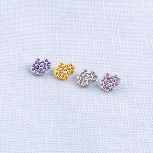 Internally Threaded Labret Ear Cartilage Stud 16 Gauge Clear Gem PVD Gold Tone Hand shape Earring Stud--P652