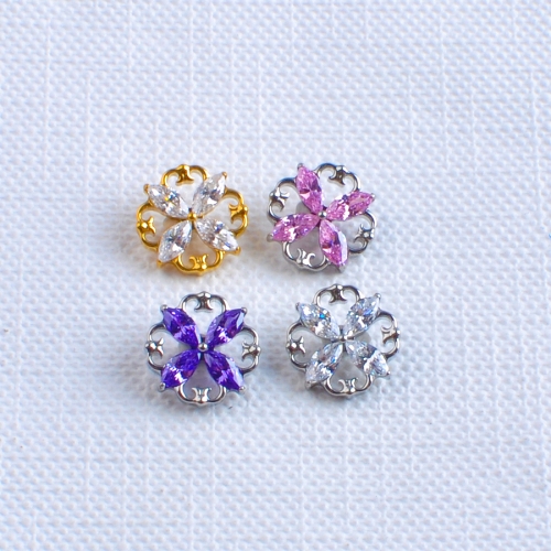 ASTM F136 Titanium Marquise with Zircon Threaded Top Labret Helix Tragus Piercing Fashion Jewelry Wholesale for Woman--P658