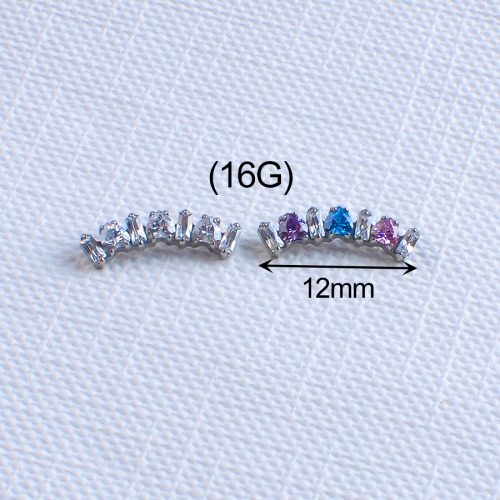 Hot-Selling ASTM-F136 Titanium  Labret Crown Set Women's Ear Lip Nails White Pink and Purple  Zircon Wedding Fashion Piercing Body Jewelry--P550