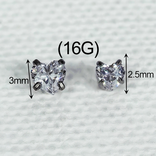 Natural White Topaz Heart cut 2.5mm 3 mm Faceted - Loose White topaz Heart cut 16G Internally threaded-P126