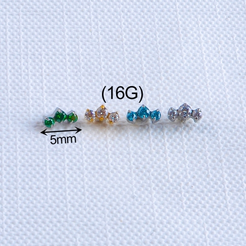 Good Quality piercing supply Low Price ASTM-F136 titanium Exquisite Earrings Brilliant Rhinestone Earring Jewelry tragus piercing jewelry--P146