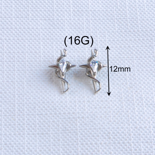 New Design F136 Titanium Labret Body Jewelry Internal Threaded Titanium Piercing Claw Setting CZ Labret Ring for Women and Men--P549
