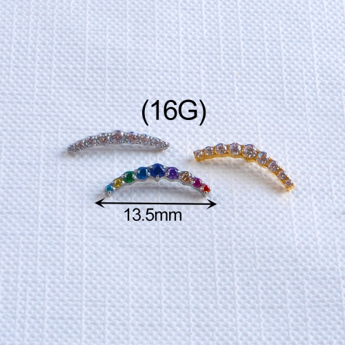 Piercing Jewelry ASTM F136 Titanium and Zircon 0.9mm Internally Thread Parts Piercing supply nine zircon and colorful zircon --P172