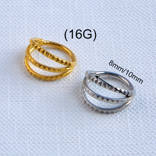 Ring Piercing Hinged Segments With 3 ring Jagged shape ASTM F136 Titanium body piercing jewelry ASTM F136-W53