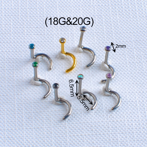 Jewelry ASTM F136 Titanium Nostril Ring With White Zircon Screw Shape Nose Ear Ring Body Piercing Jewelry -W36