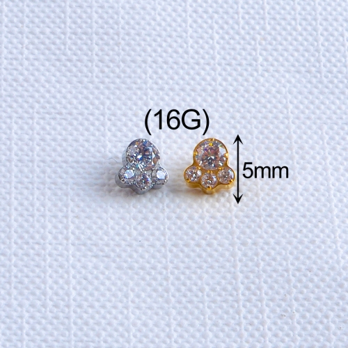 ASTM F136 titanium Cat claw Crystal Round Brilliant Cut  diamond high quality lab grown loose diamond jewelry helix piercing jewelry--P134