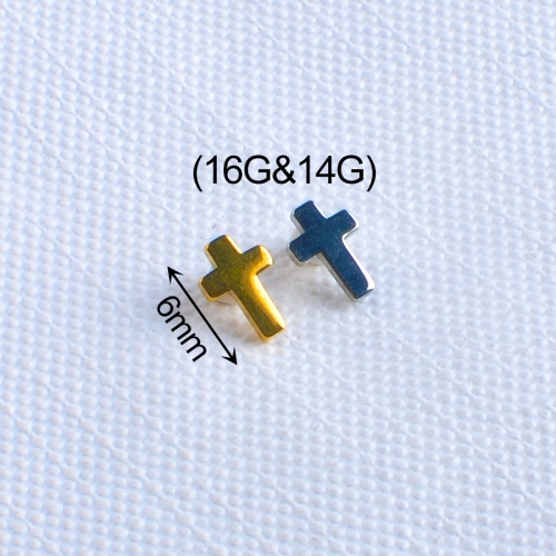 Internally Thread Body Piercing Jewelry Cross Shape Titanium Piercing  Jewelry ASTM F136 Titanium Ear Piercing Jewelry P078