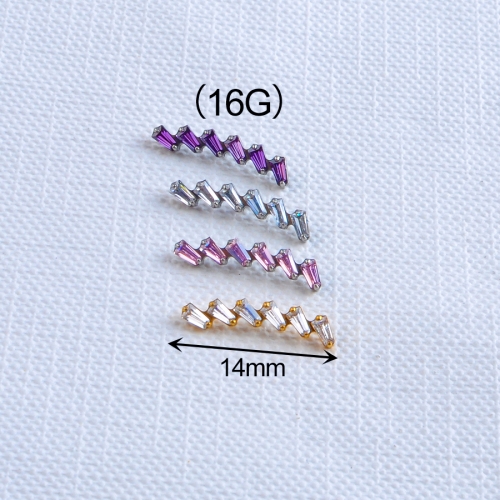 ASTM F136 Implant Grade Titanium Zircon Internally Threaded Labret Helix Tragus Lip Earrings Piercing--P651