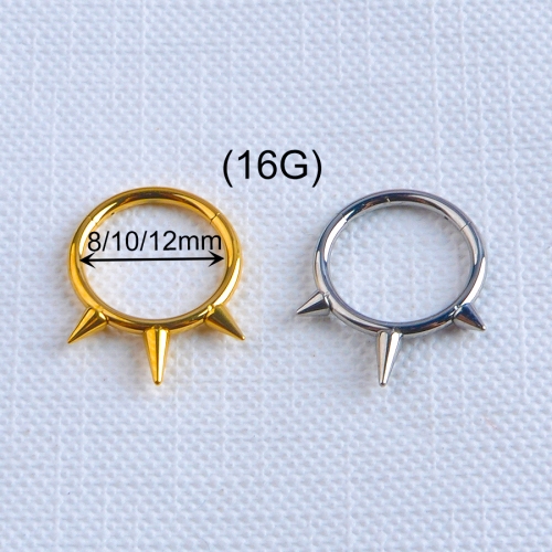 Titanium Jewelry ASTM F136 Titanium Hinged Segments Rings Piercing With Three Spikes Body Piercing Jewelry ASTM F136-W20