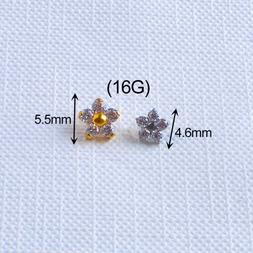 ASTM-F136 titanium Silver CZ Flower Prong Set Stud Earrings Children's Engagement Wedding Party Anniversary Gift--P573