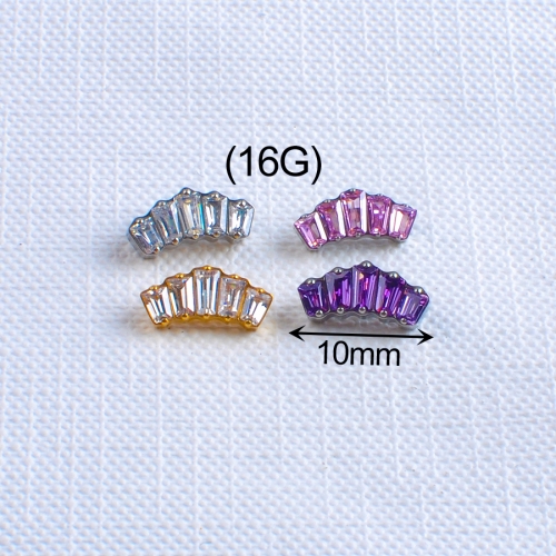 Nipple piercing jewelry Body Piercing Jewelry ASTM F136 Titanium Labret Stud Earring 16G Internally Thread Parts Jewelry Gift 4pcs Clear Zircon--P109