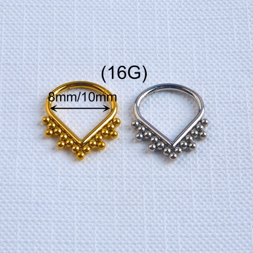 Seamless Segment Hoop Heart CZ Titanium Earrings ASTM F136 Rook Piercing Gold Titanium Jewelry Accessories--W131