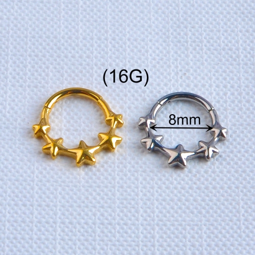 Classic Fashion Piercing Wholesale ASTM-F136 Titanium Zircon Nose Ring Paved Twist Hinged Segment Clicker 16G Wedding Body Jewelry--W255