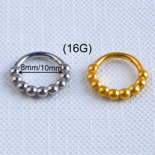 ASTM-F136 Titanium Hinged Segment Ring Beaded Septum Clicker Ball Edge High Polished for Nose Body Piercing Jewelry--W251