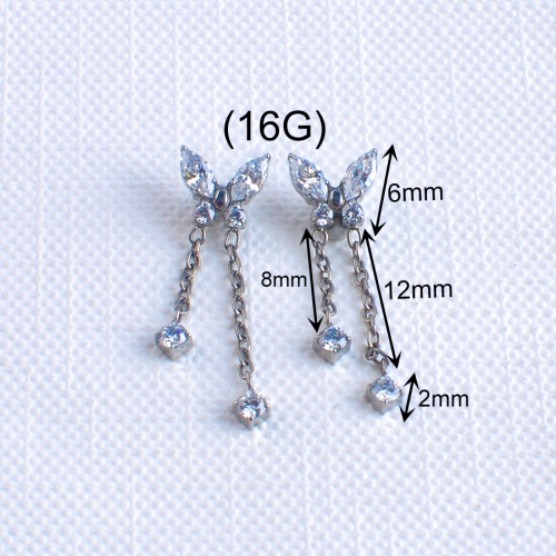 Piercing Jewelry Colorful Piercing Bow-shaped chain with rhinestones Belly Hypoallergenic Piercing Piercing Jewelry Pierce Ear Studs--P660