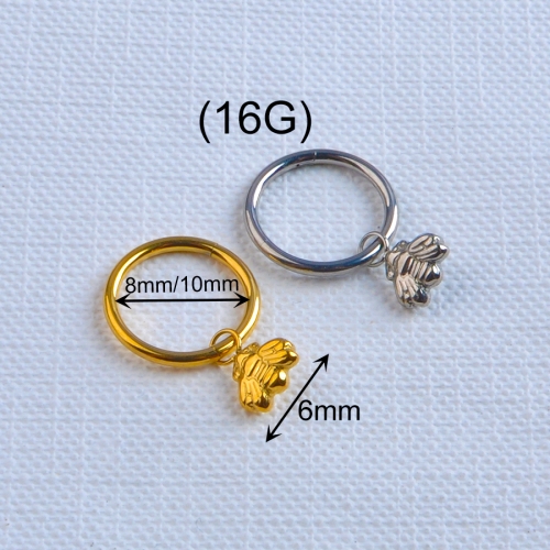 ASTM-F136 TITANIUM bee dangling hinged clicker ring earrings hinged Septum Clicker ring nose ring earring fashion piercing--W168