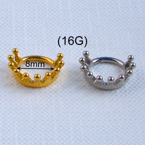ASTM F136 Titanium Crown Hinged Hoop Conch Earring 16G Crown Cartilage Helix Earlobe Piercing Body Jewelry-W111
