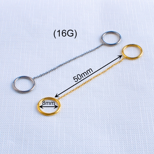 Simple Chain Link Finger Ring Steel Color ASTM-F136 titanium Linked Chain Design Rings--W182