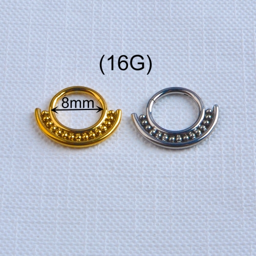 ASTM F136 Titanium Multi Crystal Ball Hinged Segment Clicker Face Nose Ring--W233