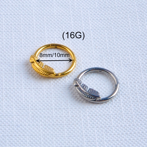 ASTM-F136 Titanium Popular Silver Feather Shape Nose Ring Septum nose Rings Magnet Septum Rings piercing--W127