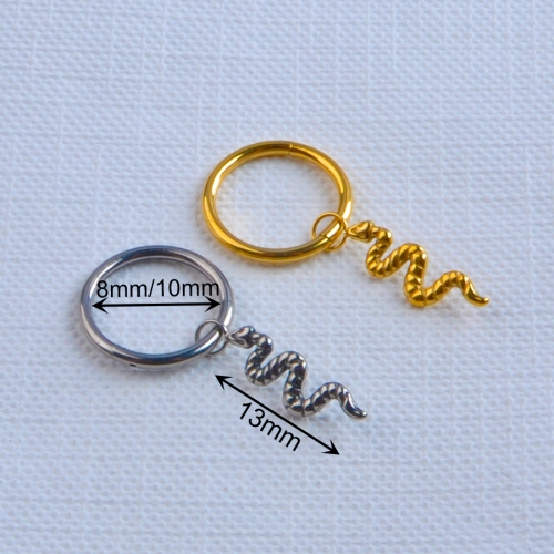 ASTM-F136 TITANIUM Snake dangling hinged clicker ring earrings hinged Septum Clicker ring nose ring earring fashion piercing--W169