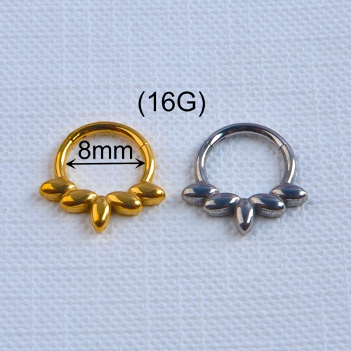 Wholesale Custom ASTM-F136 Titanium 16G Flower Crown Nose Rings Hinged Segment Ring Tragus Septum Clicker Piercing Jewelry--W253