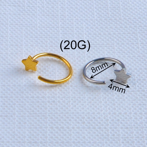 ASTM-F136 titanium Silver Star style Earrings Jewelry Non Pierced Clip on Cartilage Single Huggie Ear Cuff Women Men--W242