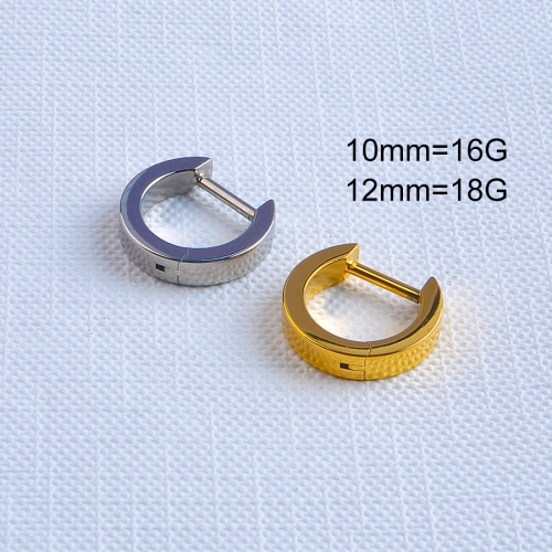 ASTM F136 Ti Mirror Polished Solid D-Shaped Pin Earring, Minimalist Unisex for Face & Body Piercing--W239