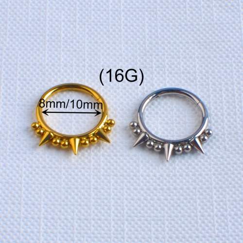 ASTM F136 Titanium Cone Spike Horseshoe Septum Hoops Nose Ring Piercing Body Jewelry--W229