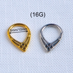 High Polished Hydraulic Nose Rings Titanium 3 Lines Woven Into Web V Shape Segment Ring Body Piercing Jewelry--W256