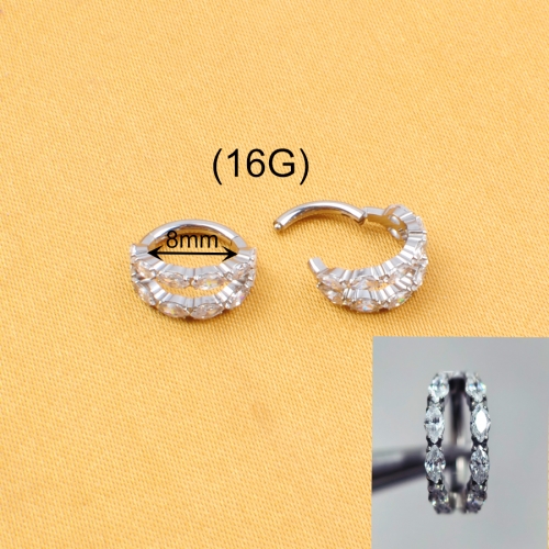 F136 Titanium double line Inlaid with 5A Zirconia Full-Pavé Sparkling Hoop Earrings, Ear Cuffs, and Ear Bone Rings for Piercing--W260