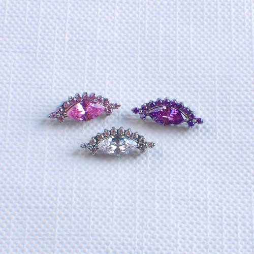 F136 Titanium Internal Thread Lip Stud Three Color Ear Bone Stud Cartilage Piercing Earring with Zircon Body Piercing Jewelry--P661